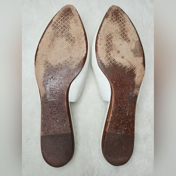 TORY BURCH White Sienna Pointed Toe Slip On Slide Flats size 8M - Picture 5 of 12